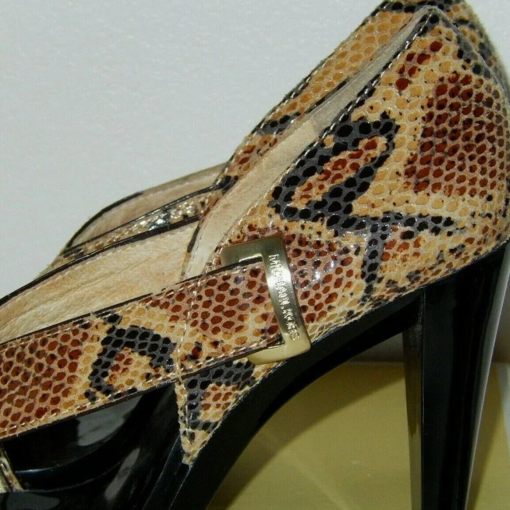 Michael Kors Heels 5.5 Iona Camel Reptile Snake Sandals Worn Once with Box